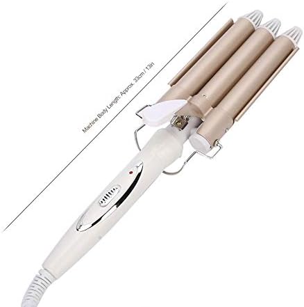 Electric Hair Curler Professional 3 Hair Curling Iron Hair Waver Hairdressing Styling Tool for Women or Girls 22mm (Champagne)(US)