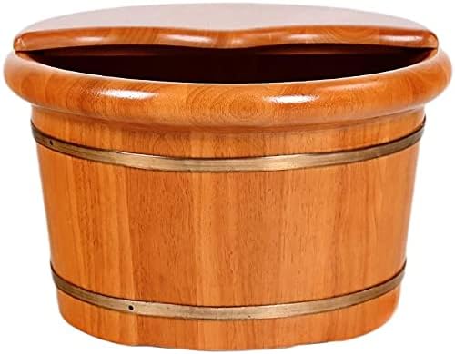 Foot Tub Wooden Foot Basin Solid Wood Foot Bath Barrel Household high-deep Barrel Wood Over The Calf Solid Wood Footbath Small Wooden Barrel foot Bath Wooden Bucket Foot Spa Household Wash Ba
