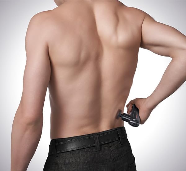 Mini Massage Gun Portable Deep Tissue Percussion Massager with 4 Heads Ultra-Quiet Lightweight 205g for Neck &amp Back Home Office &amp Travel (Black)