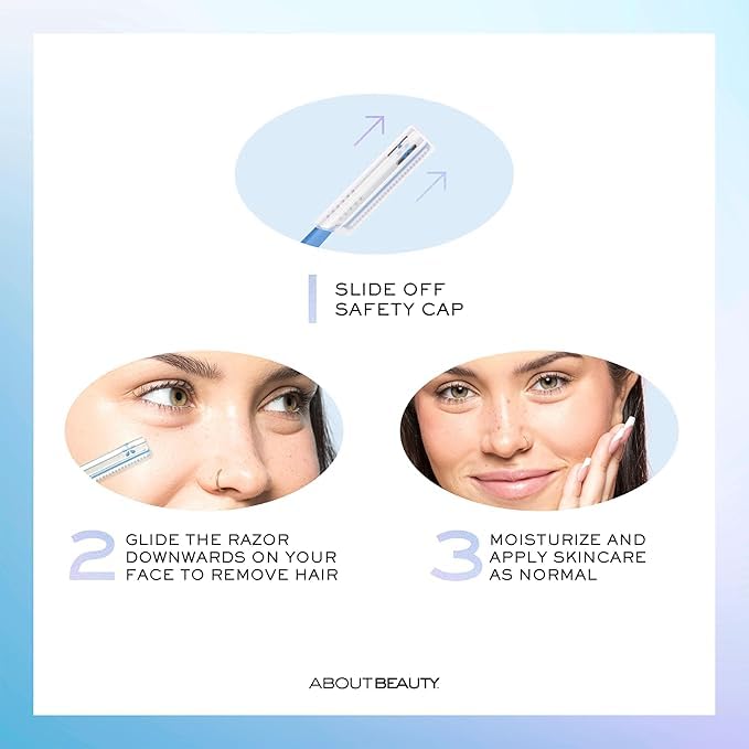 About Face Pro-Premium Facial Razors - 12 Beauty Groomers for Hair Removal Ideal for Shaving Exfoliating Dermaplaning and Brow Shaping Japanese Stainless Steel Gently Removes Facial Hair