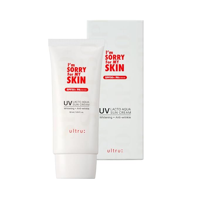 I'M SORRY FOR MY SKIN Lacto Aqua Sun Cream SPF50 Korean Skincare Moisturizing Sunscreen for Face &amp Body Light Texture Does Not Leave White Marks Suitable for Black Girls Travel Size 1.69 fl o