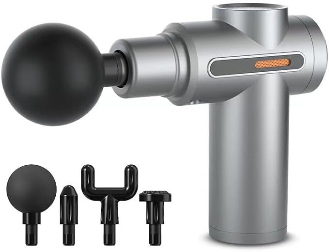 Mini Massage Gun Deep Tissue Muscle Massager for Back Pain Relief Small Massage Gun Travel Massager Handheld Quiet Percussion Massager Portable (Gray)