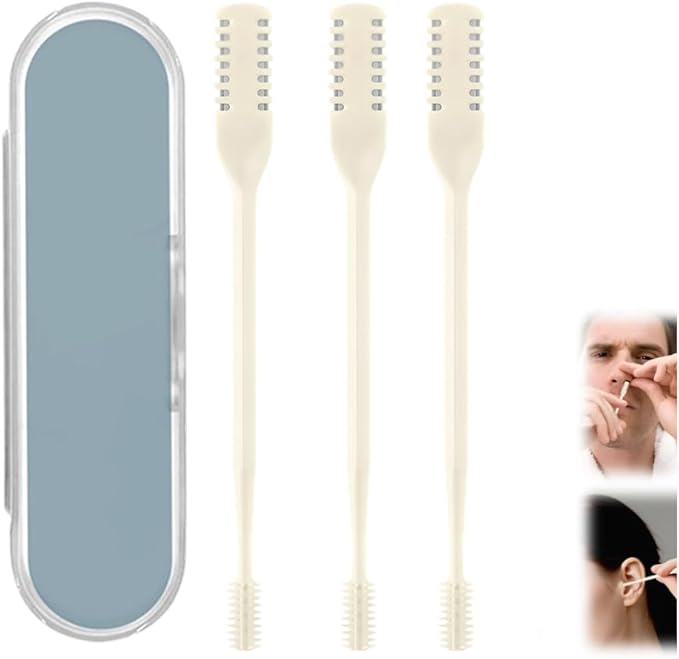 Nasal Hair Cutter 2025 Upgrade 360° Rotating Nose Hair Trimmer with Double-Sided Blade &amp Ear PickManual Nostril Hair Removal Tool for Men and Women Travel Essentials (White-3PCS)