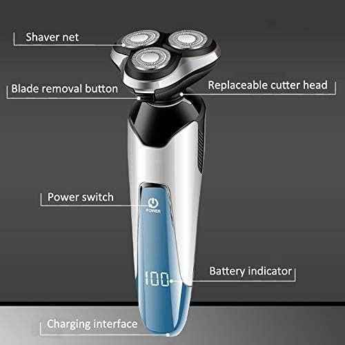 Electric Shavers for Men Head Shavers for Bald Men with LED Display Faster-Charging 3D Floating Waterproof Electric Razors with Hair ClippersNose Hair Trimmer &amp Facial Cleansing Brush