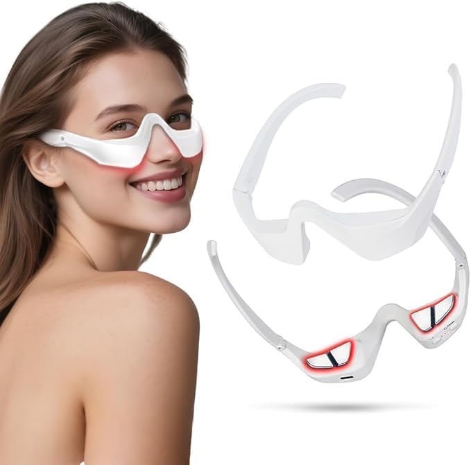 Under-Eye Red Light Therapy Device with Microcurren 3D Contour Eye Massager for Dark Circles Eye Bags &amp Wrinkles Rechargeable Under Eye Treatment Device for Puffiness and Fine Lines