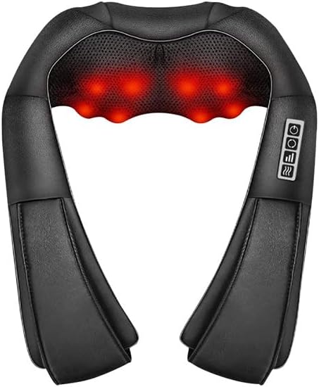 Neck Massager for Pain Relief Deep Tissue with Heat FSA Eligible 3D Kneading Massage Pillow Back Shoulder Massager for Body Muscle HSA Eligible Gifts for Him Her (NOT Cordless) (Black)