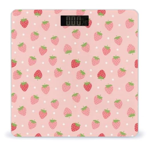 Women's Smart Scale for Body Weight Digital Bathroom Weighing Scale Automatic Switch Energy Saving Scale Compatible with Cute Pink Strawberry Polka Dot