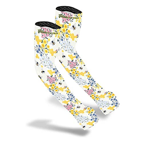 FARMER'S DEFENSE Gardening Arm Sleeves|UV Cooling Protective Sleeve Women &amp Men|Anti-Scratch Cover Sun UPF Outdoor Protection - Save the Bee's Cream - XXL