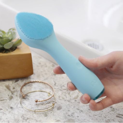 Pop Sonic Spade Facial Cleansing Device - Facial Massager to Cleanse Massage &amp Infuse - Soft Silicone Bristles w/ 12000 Vibrations Per Minute - Waterproof Face Brush Cleanser