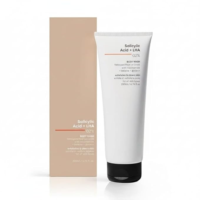SS 2% Salicylic Acid + LHA Body Wash | For Body Acne Un-even Rough &amp Bumpy Skin | Sulphate (SLS) Dye &amp Fragrance Free | Shower Gel For Women &amp Men | 200 ml