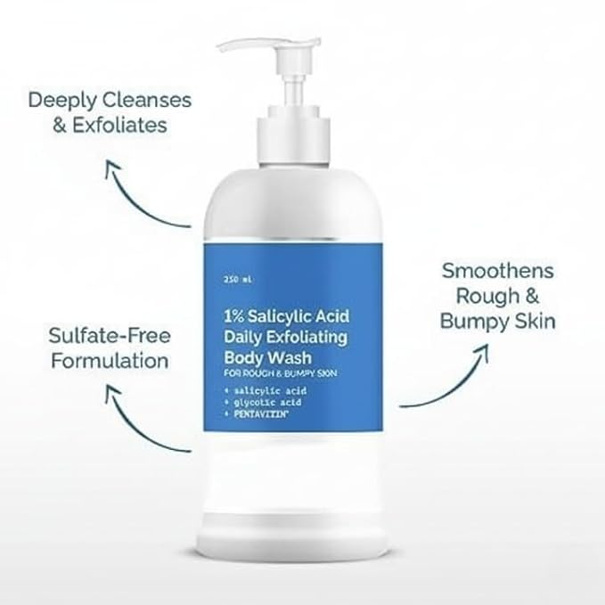 1% Salicylic Acid Daily Exfoliating Body Wash To Cleanse Skin with Salicylic Acid Glycolic Acid - 250ml
