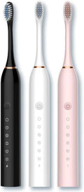 3 Pack Rechargeable Toothbrushes Fast Charge 2 Min with 12 Replacement Brush Head