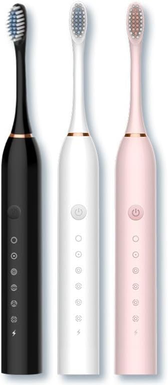 3 Pack Rechargeable Toothbrushes Fast Charge 2 Min with 12 Replacement Brush Head
