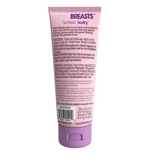 Fresh BREASTS Anti Chafing Deodorant Lotion to Powder 3.4oz (2 Pack) - Anti Chafe Cream Whole Body Deodorant for Women Inner Thighs &amp Areas that Sweat No Talc Aluminum or Added Fragrance