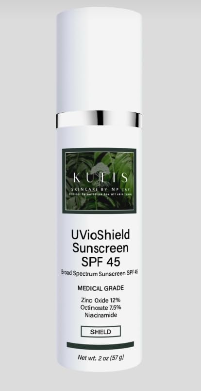 KUTIS UVioShield Medical Grade Broad-Spectrum Sunscreen SPF 45 with Zinc Oxide Octinoxate Niacinamide for UVA/UVB Protection 2 oz