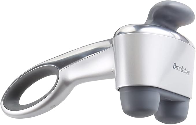 Brookstone B-HHP-650J Cordless Neck Back Percussion Massager Deep Kneading Dual-Node Portable Light-Weight Rechargeable Brookstone Max 2 Silver ()
