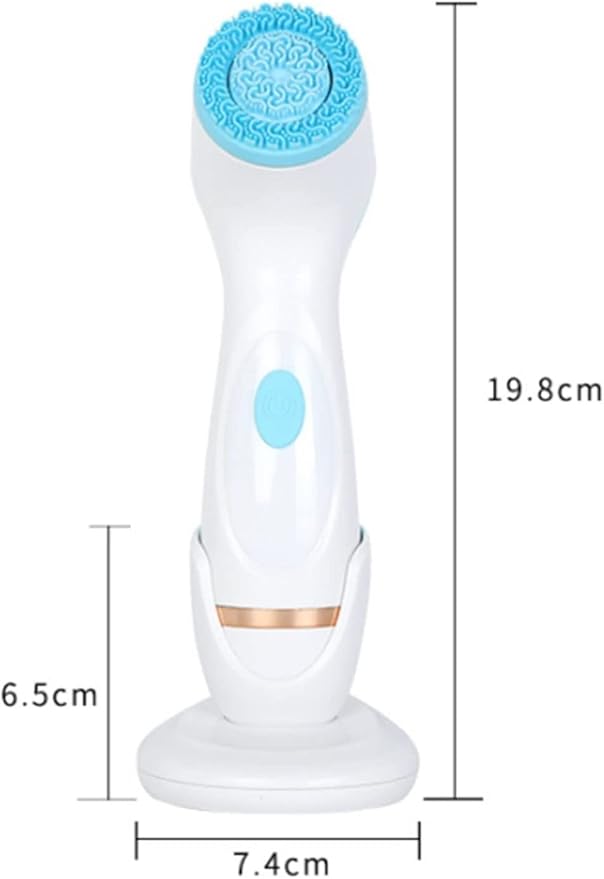 Silicone Facial Cleansing Brush 3 in 1 Electric Facial Cleansing Brush USB Charging Waterproof 2-Speed Adjustment Rotating Face Brush (Color : Blue)