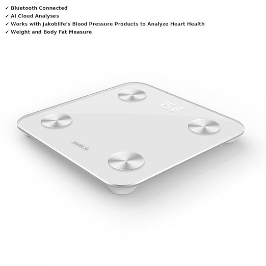 Smart Bluetooth Body Scale Digital Weight Scale with BMI Analysis Heart Health Tracking White