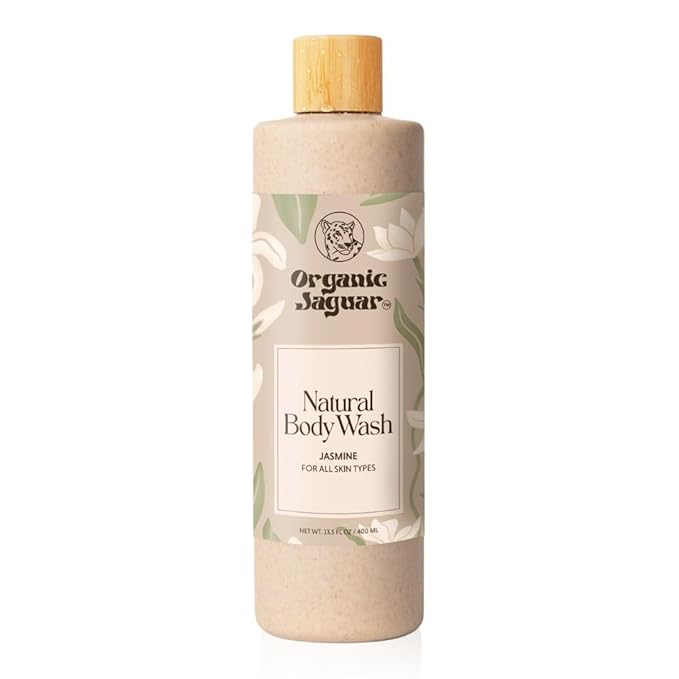 Organic Jaguar Natural Jasmine Body Wash with Aloe Vera Gel Bath and Shower Soap Cleanser for Body Care Leaves Skin Soft &amp Hydrated Unscented Sulfate and Paraben Free 13.5 fl oz