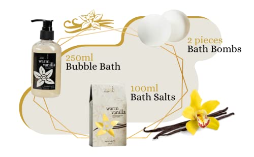 Bath and Body Gift Basket For Women and Men Warm Vanilla Bath &amp Body Collection Includes Shower Gel Bubble Bath Body Lotion Body Mist &amp More – Mother's Day Gift for Mom