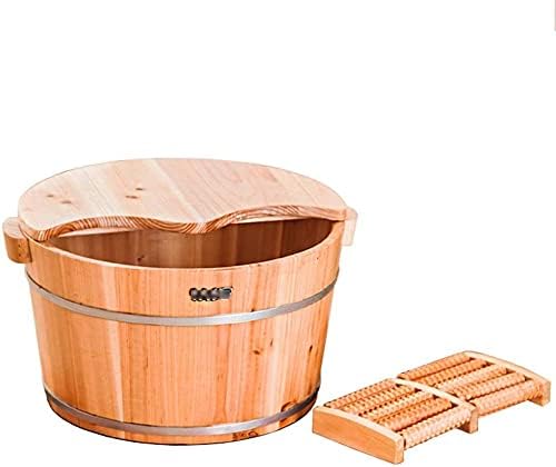 Foot Tub Wooden Foot Basin Fragrant Fir Foot Bath Barrel Sauna Footbath Tub Household Foot Soaking Basin Wooden Foot Washing Bucket Pain Fatigue Relief Foot Washing Barrel (Color : 3)Massage Roll
