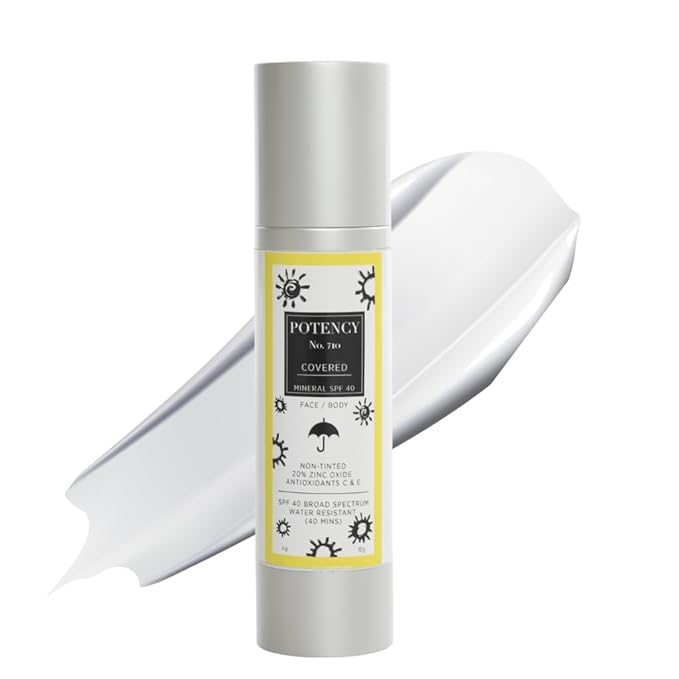POTENCY No. 710 Covered SPF 40 Mineral Sunscreen - Broad Spectrum Protection - Invisible on All Skin Tones - Fragrance-Free - Reef-Safe Formula - Lightweight Daily Protection - Made in the USA - 4 Oz