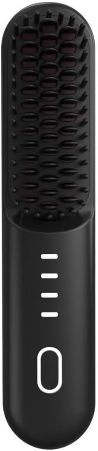 Cordless Hair Straightener Brush Mini Hot Comb for Women USB Rechargeable Travel Brush with Negative Ion Technology Fast Heating 4 Temperature Settings 30-Minute Auto Shut-Off(White&ampGreen)