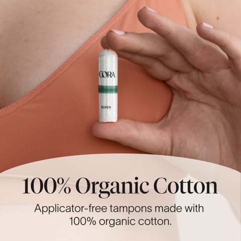 Cora Organic Feminine Care | Overnight Pads with Wings and Non-Applicator Tampon Pack | Ultra-Absorbent Unscented Natural Non-Toxic | 36 Overnight Pads and 72 Tampons | Bundle Pack