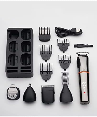 Professional Hair Clippers for Barber Hair Cutting Machine Men Nose Trimmer Electric Shaver 7 in 1 Beard Grooming Rechargeable Low Noise (Silver)