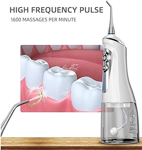 Portable Cordless Dental Oral Irrigator Water Flosser USB Rechargeable and Portable Oral Irrigator IPX7 Waterproof Water Dental Flossing 320ML Water Tank (Color : Pink)