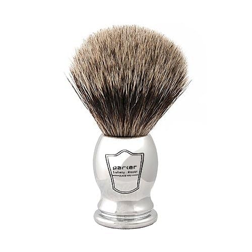 Parker SR1 Classic Straight Razor Set for the Ultimate Wet Shave – Includes 100% Pure Badger Brush Chrome Stand &amp 100 Premium Stainless Steel Blades – Barber‑Quality Grooming Kit for Men