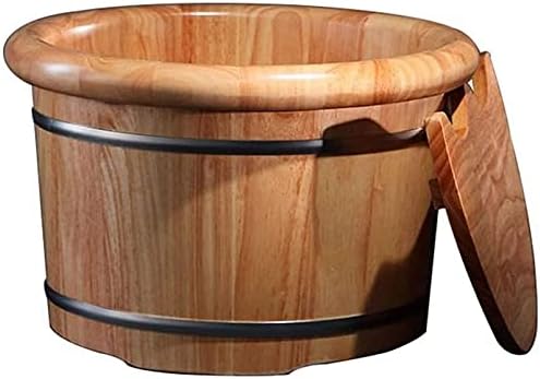Foot Tub Wooden Foot Basin Foot Tub Solid Wood Thickening Foot Treatment Tub Family Foot Care Barrel Massage Foot Bath Wooden Bucket Foot Spa Household Wash Ba (Color : Wood Color)