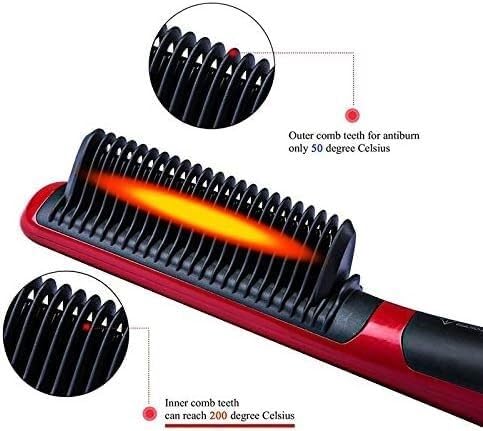 Ceramic Hair Straightener Brush Hair Electric Hot Comb Flat Iron Digital Heating Anti-Static Hair Hot Brush Styling Tool