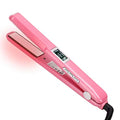 Professional Recovers Damaged Hair Tool with Ultrasonic Infrared Hair Care Iron Cold Flat Iron Hair Treament Styler LCD Display Infrared Hair Straightener Ceramic Flat Iron (Pink)