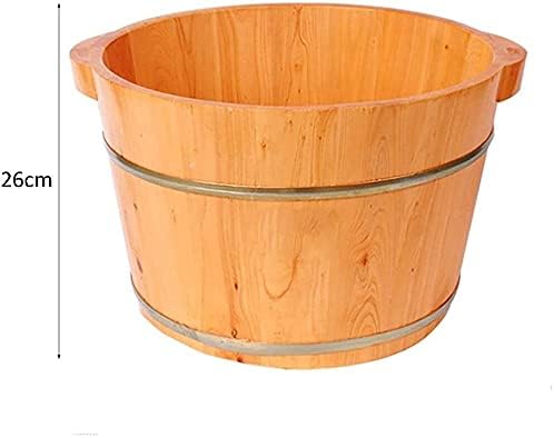 Foot Spas for Home Use Solid Wood Natural Thicken Foot Basin Wooden Foot Bath Foot Barrel Wooden Spa Massage Solid Wood Foot Tub Household Items Decoration (Size : 26cm)