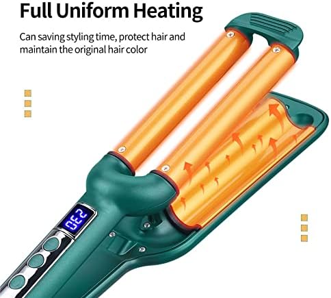 3 Barrel Curling Iron Beach Wave Hair Curler Ceramic Curling Wand LCD Temperature Control Hair Crimper Hair Waver Egg Roller for Short Long Hair Dual Voltage ﻿