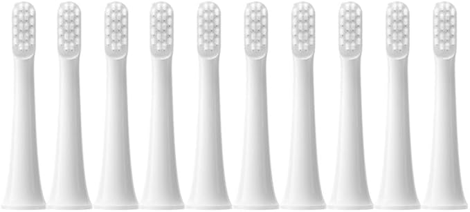 10pcs Replacment Heads Compatible for XIAOMI T100 Sonic Electric Toothbrush Soft Vacuum Dupont Whitening Clean Bristle Brush Nozzles Head(10pcs White)