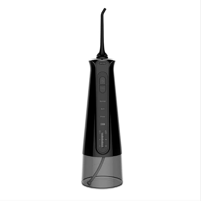 Portable Dental Oral Irrigator with 3 Modes 6 Replaceable Jet Tips Rechargeable Waterproof Teeth Cleaner for Home and Travel -300ml Detachable Reservoir (Color : Black)