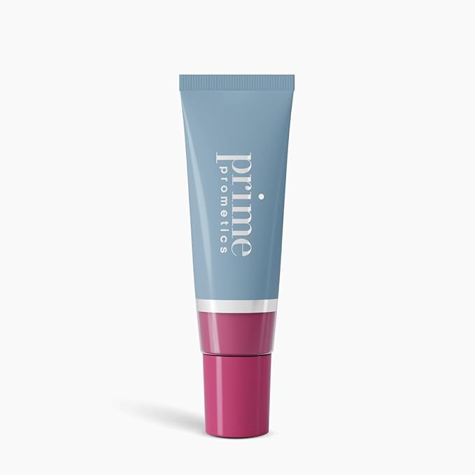 PRIME PROMETICS PrimeLip SPF 35 Lip Oil for Mature Women – UVA &amp UVB Shield – Intense Long-Lasting Hydration – Vibrant Color &amp Non-Sticky Shiny Gloss (Bright Berry)