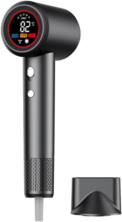 ELOVA Negative Ionic Hair Dryer 150000 RPM High Speed Brushless Motor Fast Drying Blow Dryer Smart Temperature Control Low Noise and Magnetic Diffuser &amp Nozzle for Home Salon Travel