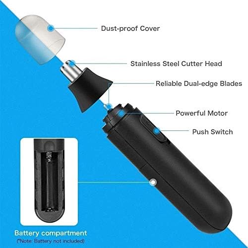 Ear and Nose Hair Trimmer for MenBattery-Operated Nostril Nasal Hair Cleaning System Lightweight Waterproof Hair and Beard Clippers for Women