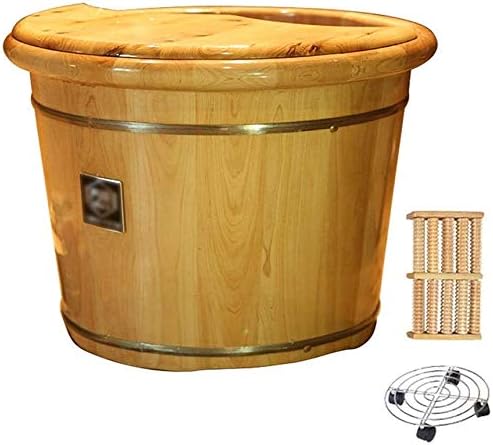 Foot Tub Wooden Foot Basin Foot Washing Bucket Wooden Foot Tub Foot Bath Basin 30cm High Footbath Sauna Foot Bath Barrel Household Foot Soaking Barrel Pain Fatigue Relief Foot Washing Barrel (Co