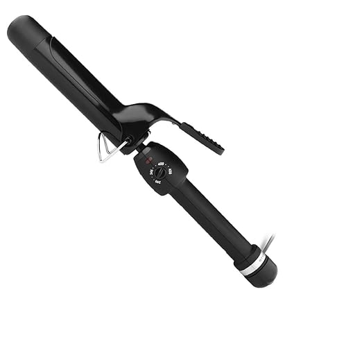 StyleCraft Stay-Temp Black Gold Professional Curling Iron with Extra-Long Thumb Grip Extended Barrel Marcel