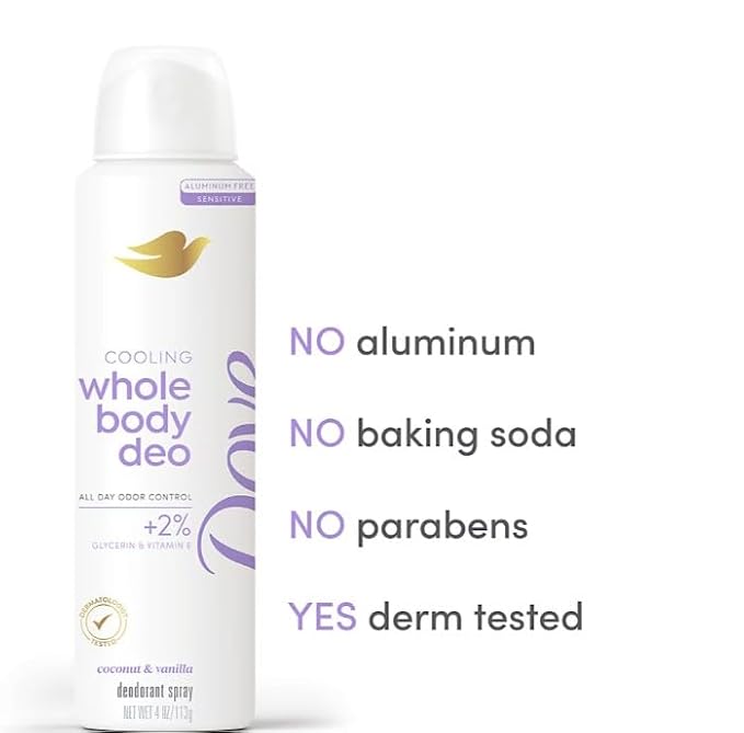 Dove Whole Body Aluminum Free Invisible Spray Deodorant 2 pk.