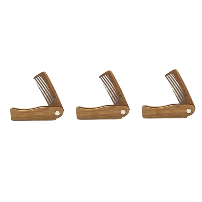 3pcs Mini Travel Comb Natural Verawood Beard Brush Hair Comb Fine Toothed for Men Women Boys and Girls Portable Hair Care Tool Gentle Scalp Massage Scratch Stylish