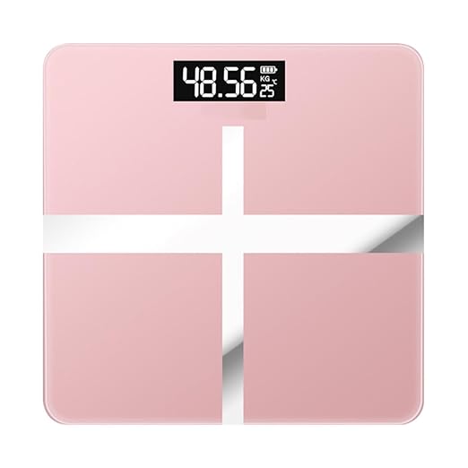 Digital Body Weight Scale USB Charging Precise Household Electronic Bathroom Scale 26x26cm Rose Gold Cross Design Black Screen for Weight Management