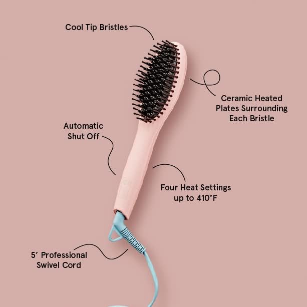 FLOWER BEAUTY Ceramic Straightening Brush - Black 4 Heat Settings for Smooth Frizz-Free Straight Hair - All Hair Types