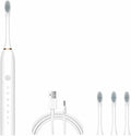 Electric Toothbrush for Adults Rechargeable Cordless Power Toothbrush with 6 Modes 4 Brush Heads 2-Min Timer Electric Tooth Brush Adult Black White Pink (White 1Handle 4Heads)
