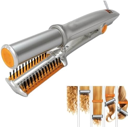 2 in 1 Rotating Curling Iron Fast Heat Hair Straightener &amp Curler 3-Temp Adjustable Curling Wand for All Hair Types Travel Styling Tool