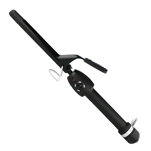 StyleCraft Stay-Temp Black Gold Professional Curling Iron with Extra-Long Thumb Grip Extended Barrel Marcel